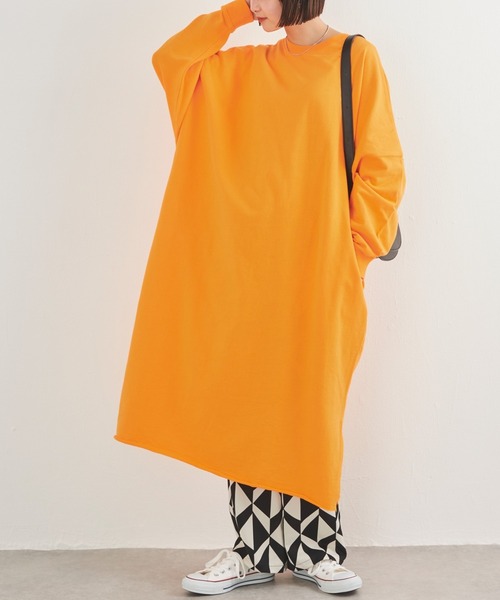 SCREEN STARS(スクリーンスターズ)の「別注スリットスウェットワンピース(ワンピース・レディース・オレンジ/ライム/チャコールグレー・F)」の1枚目の写真