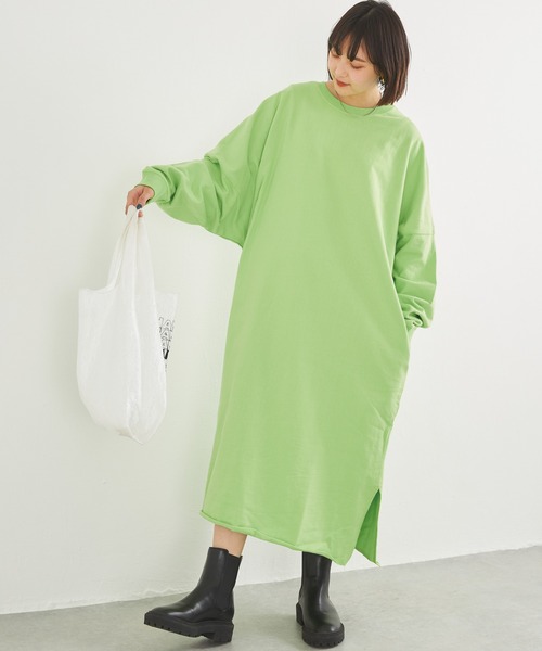 SCREEN STARS(スクリーンスターズ)の「別注スリットスウェットワンピース(ワンピース・レディース・オレンジ/ライム/チャコールグレー・F)」の6枚目の写真