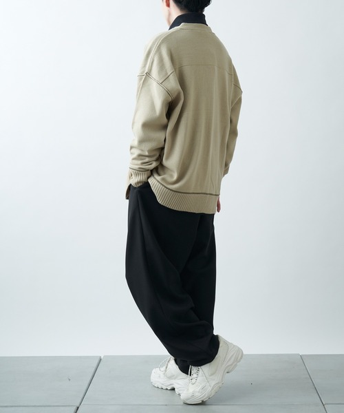 COLONY 2139(コロニートゥーワンスリーナイン)の「配色アウトリンキングカーディガン【ユニセックス可能】(カーディガン/ボレロ・メンズ・ブラック/ブルー/イエロー/アイボリー・MEDIUM/LARGE)」の6枚目の写真