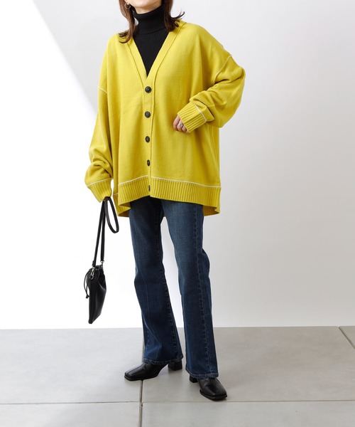 COLONY 2139(コロニートゥーワンスリーナイン)の「配色アウトリンキングカーディガン【ユニセックス可能】(カーディガン/ボレロ・メンズ・ブラック/ブルー/イエロー/アイボリー・MEDIUM/LARGE)」の13枚目の写真