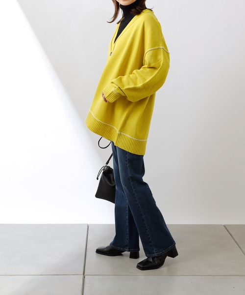 COLONY 2139(コロニートゥーワンスリーナイン)の「配色アウトリンキングカーディガン【ユニセックス可能】(カーディガン/ボレロ・メンズ・ブラック/ブルー/イエロー/アイボリー・MEDIUM/LARGE)」の16枚目の写真