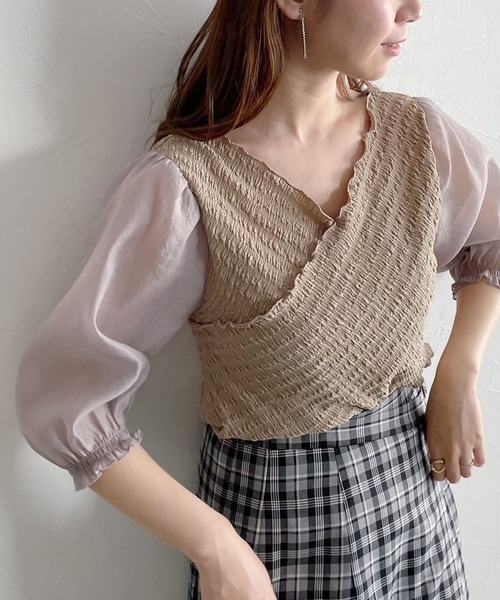 mysty woman（ミスティウーマン）の「カシュクール2WAYプルオーバー 271131（Tシャツ/カットソー・レディース・ブラック/ベージュ/オフホワイト/ベージュ系その他・FREE）」の4枚目の写真