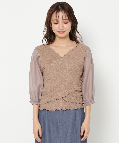 mysty woman（ミスティウーマン）の「カシュクール2WAYプルオーバー 271131（Tシャツ/カットソー・レディース・ブラック/ベージュ/オフホワイト/ベージュ系その他・FREE）」の8枚目の写真