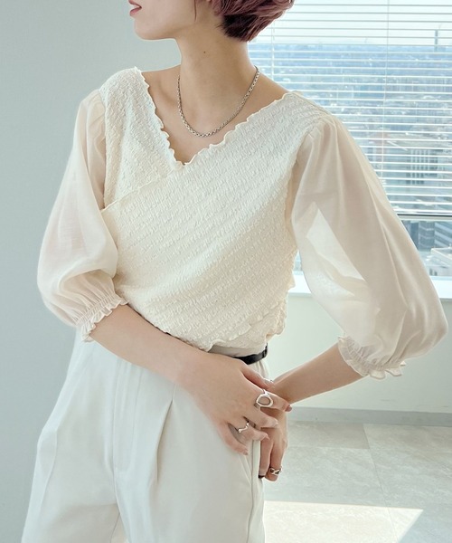 mysty woman（ミスティウーマン）の「カシュクール2WAYプルオーバー 271131（Tシャツ/カットソー・レディース・ブラック/ベージュ/オフホワイト/ベージュ系その他・FREE）」の19枚目の写真