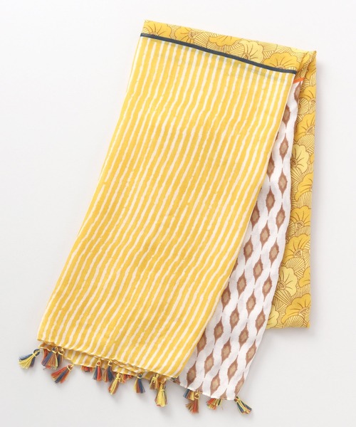 チャイハネ(チャイハネ)の「【チャイハネ】リーフ柄タッセルストール(ストール/ショール・レディース・ピンク/イエロー/オレンジ/ブルー/グリーン・FREE)」の15枚目の写真