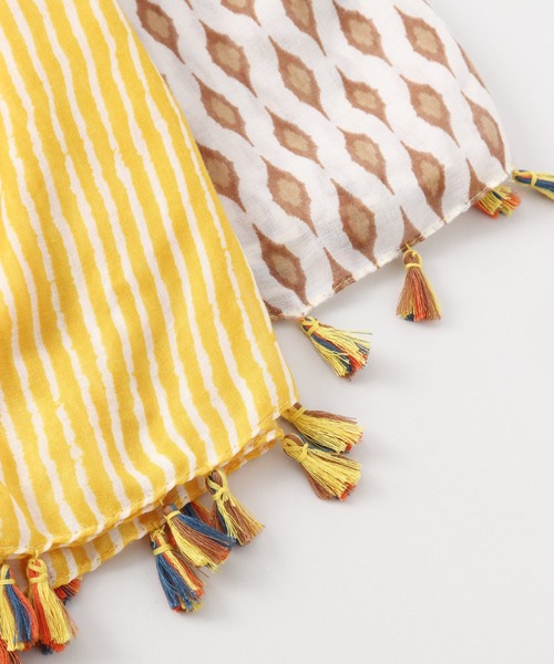 チャイハネ(チャイハネ)の「【チャイハネ】リーフ柄タッセルストール(ストール/ショール・レディース・ピンク/イエロー/オレンジ/ブルー/グリーン・FREE)」の17枚目の写真