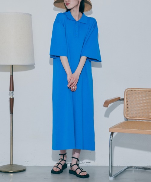 VACANCY(ヴァカンシー)の「ハーフスリーブポロニットワンピース(ワンピース・レディース・ブラック/ブルー/グリーン・FREE)」の3枚目の写真