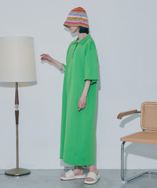 VACANCY(ヴァカンシー)の「ハーフスリーブポロニットワンピース(ワンピース・レディース・ブラック/ブルー/グリーン・FREE)」の16枚目の写真