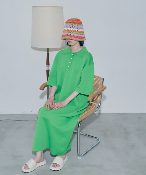 VACANCY(ヴァカンシー)の「ハーフスリーブポロニットワンピース(ワンピース・レディース・ブラック/ブルー/グリーン・FREE)」の20枚目の写真