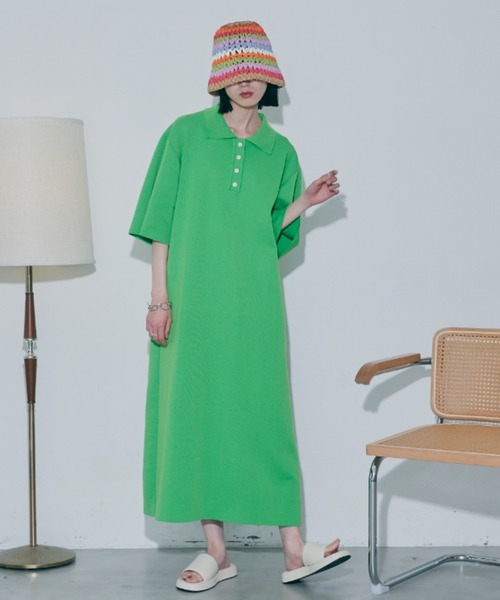 VACANCY(ヴァカンシー)の「ハーフスリーブポロニットワンピース(ワンピース・レディース・ブラック/ブルー/グリーン・FREE)」の15枚目の写真