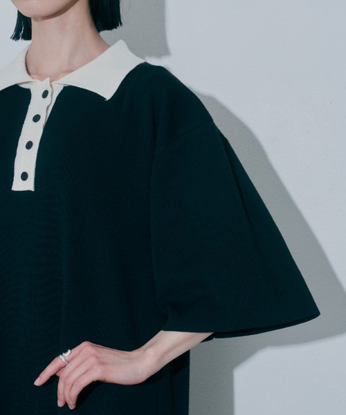 VACANCY(ヴァカンシー)の「ハーフスリーブポロニットワンピース(ワンピース・レディース・ブラック/ブルー/グリーン・FREE)」の12枚目の写真