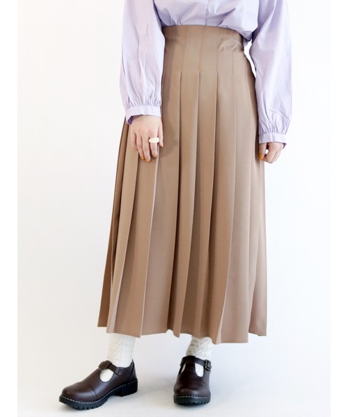 ehka sopo（エヘカソポ）の「タックプリーツスカート（スカート・レディース・イエロー/ベージュ/サックスブルー・ﾌﾘ-）」の2枚目の写真