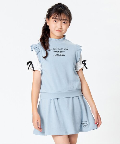 algy（アルジー）の「フリルベストセットアップ（セットアップ・キッズ・ブラック/サックスブルー/ラベンダー・SMALL/MEDIUM/X-SMALL/XX-SMALL）」の2枚目の写真