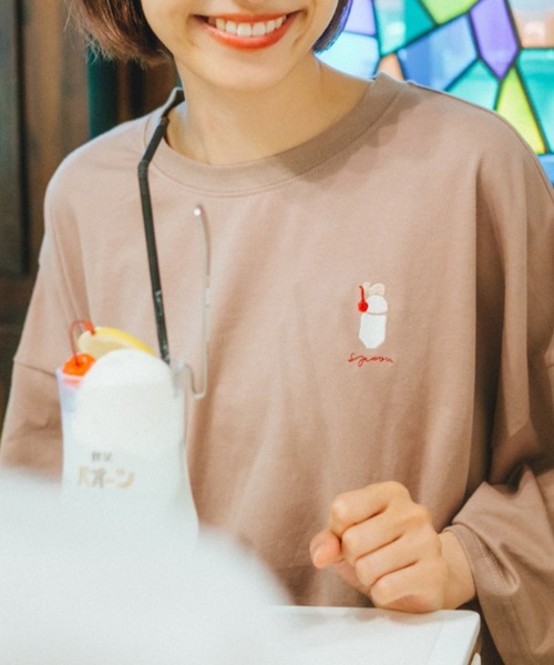 spoon store（スプーンストア）の「spoon×喫茶店パオーン メロンソーダTシャツ（Tシャツ/カットソー・レディース・ホワイト系その他2/ミント/ベージュ/ホワイト系その他/ホワイト/ブルー・M/L）」の4枚目の写真