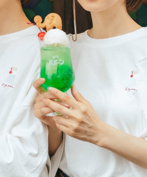 spoon store（スプーンストア）の「spoon×喫茶店パオーン メロンソーダTシャツ（Tシャツ/カットソー・レディース・ホワイト系その他2/ミント/ベージュ/ホワイト系その他/ホワイト/ブルー・M/L）」の15枚目の写真