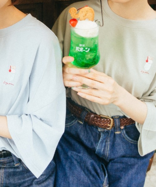spoon store（スプーンストア）の「spoon×喫茶店パオーン メロンソーダTシャツ（Tシャツ/カットソー・レディース・ホワイト系その他2/ミント/ベージュ/ホワイト系その他/ホワイト/ブルー・M/L）」の16枚目の写真
