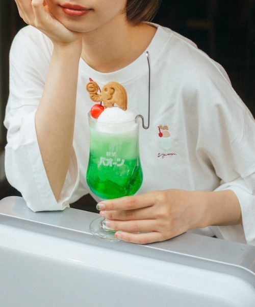 spoon store（スプーンストア）の「spoon×喫茶店パオーン メロンソーダTシャツ（Tシャツ/カットソー・レディース・ホワイト系その他2/ミント/ベージュ/ホワイト系その他/ホワイト/ブルー・M/L）」の21枚目の写真