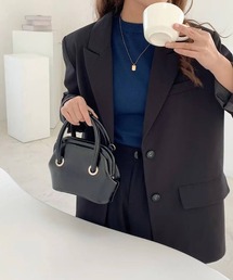 エナメル風 ショルダー付きミニハンドバッグ