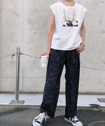EACH(イーチ) PRINT TUCK PANTS/プリントタックパンツ