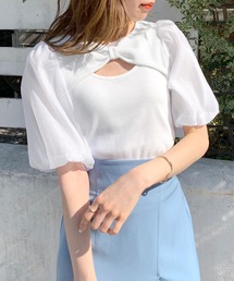 OLIVE des OLIVE | リボンデコルテプルオーバー(Tシャツ/カットソー)