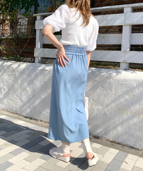 OLIVE des OLIVE(オリーブデオリーブ)の「リボンデコルテプルオーバー(Tシャツ/カットソー・レディース・オフホワイト/サックスブルー/ブラック/ライトグレー・FREE)」の9枚目の写真