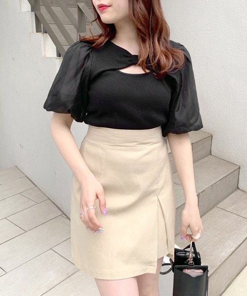 OLIVE des OLIVE(オリーブデオリーブ)の「リボンデコルテプルオーバー(Tシャツ/カットソー・レディース・オフホワイト/サックスブルー/ブラック/ライトグレー・FREE)」の18枚目の写真