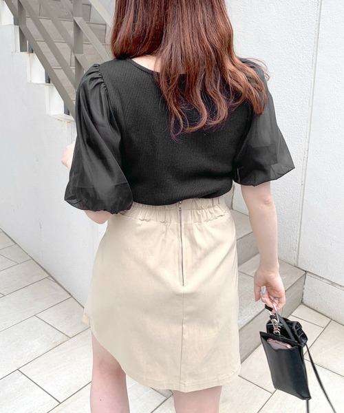 OLIVE des OLIVE(オリーブデオリーブ)の「リボンデコルテプルオーバー(Tシャツ/カットソー・レディース・オフホワイト/サックスブルー/ブラック/ライトグレー・FREE)」の10枚目の写真