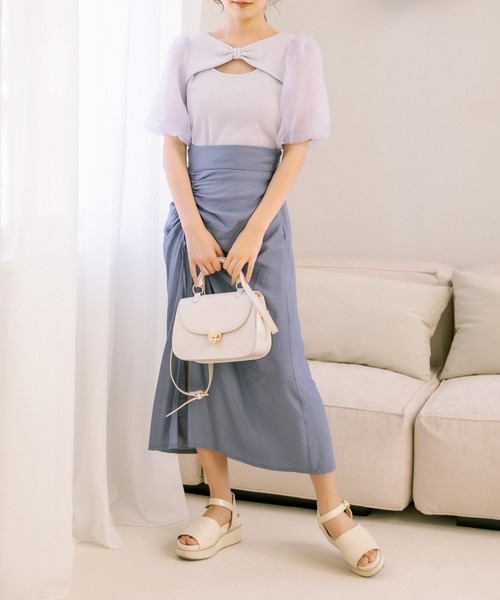 OLIVE des OLIVE(オリーブデオリーブ)の「リボンデコルテプルオーバー(Tシャツ/カットソー・レディース・オフホワイト/サックスブルー/ブラック/ライトグレー・FREE)」の22枚目の写真