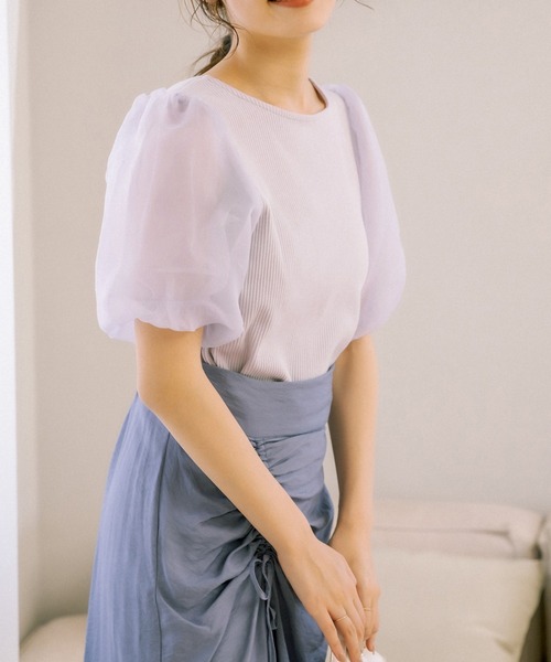 OLIVE des OLIVE(オリーブデオリーブ)の「リボンデコルテプルオーバー(Tシャツ/カットソー・レディース・オフホワイト/サックスブルー/ブラック/ライトグレー・FREE)」の14枚目の写真