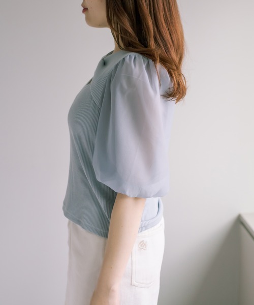 OLIVE des OLIVE(オリーブデオリーブ)の「リボンデコルテプルオーバー(Tシャツ/カットソー・レディース・オフホワイト/サックスブルー/ブラック/ライトグレー・FREE)」の20枚目の写真