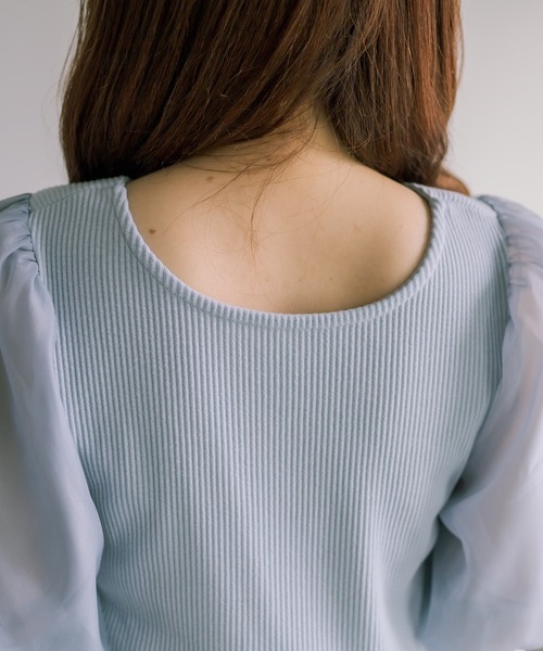 OLIVE des OLIVE(オリーブデオリーブ)の「リボンデコルテプルオーバー(Tシャツ/カットソー・レディース・オフホワイト/サックスブルー/ブラック/ライトグレー・FREE)」の12枚目の写真