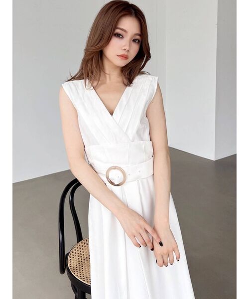 RESEXXY（リゼクシー）の「タックデザインフレアワンピース（ワンピース・レディース・ホワイト/ブラック/ピンク・FREE）」の4枚目の写真