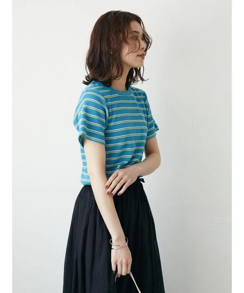 Green Parks(グリーンパークス)の「ワッフルボーダープルオーバー(Tシャツ/カットソー・レディース・ベージュ/ネイビー/ブルー・FREE)」の19枚目の写真