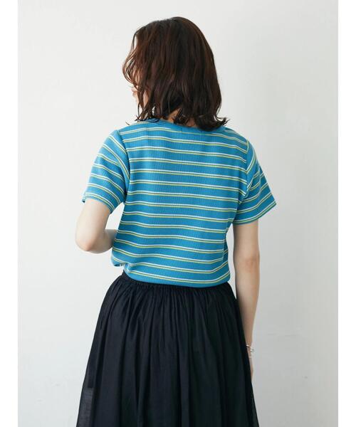 Green Parks(グリーンパークス)の「ワッフルボーダープルオーバー(Tシャツ/カットソー・レディース・ベージュ/ネイビー/ブルー・FREE)」の20枚目の写真