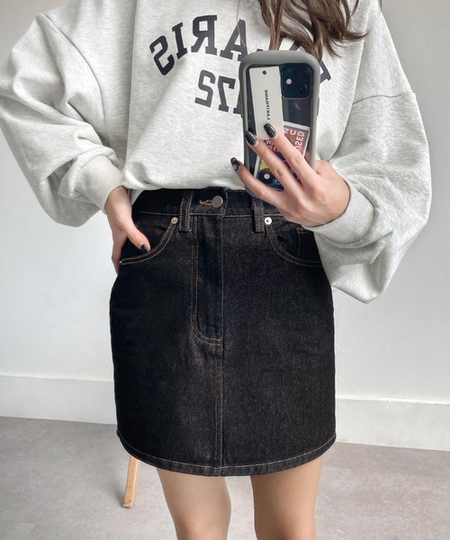 Chillfar（チルファー）の「デニムミニスカート（デニムスカート・レディース・アイボリー/ワンウォッシュ/ブラック/ネイビー・LARGE/MEDIUM）」の2枚目の写真