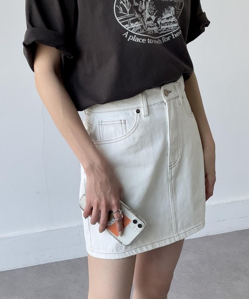 Chillfar（チルファー）の「デニムミニスカート（デニムスカート・レディース・アイボリー/ワンウォッシュ/ブラック/ネイビー・LARGE/MEDIUM）」の10枚目の写真