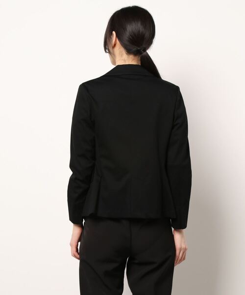 STRAWBERRY-FIELDS（ストロベリーフィールズ）の「テーラードジャージジャケット　ジャケット（ノーカラージャケット・レディース・ブラック/ネイビー/ベージュ/オフホワイト・2）」の7枚目の写真