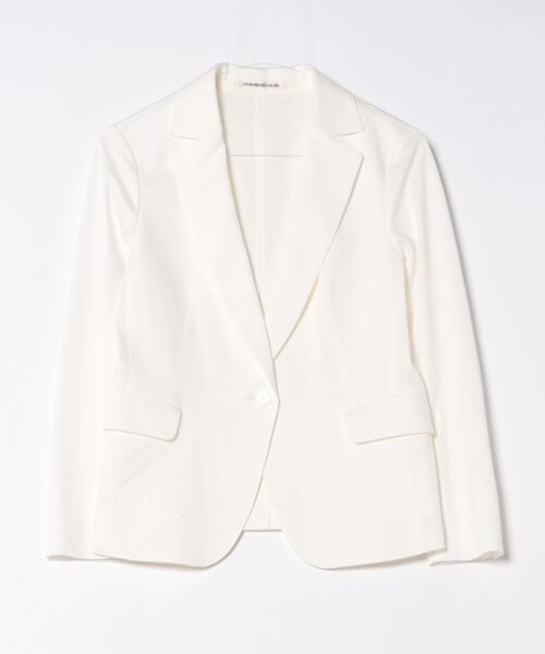 STRAWBERRY-FIELDS（ストロベリーフィールズ）の「テーラードジャージジャケット　ジャケット（ノーカラージャケット・レディース・ブラック/ネイビー/ベージュ/オフホワイト・2）」の19枚目の写真