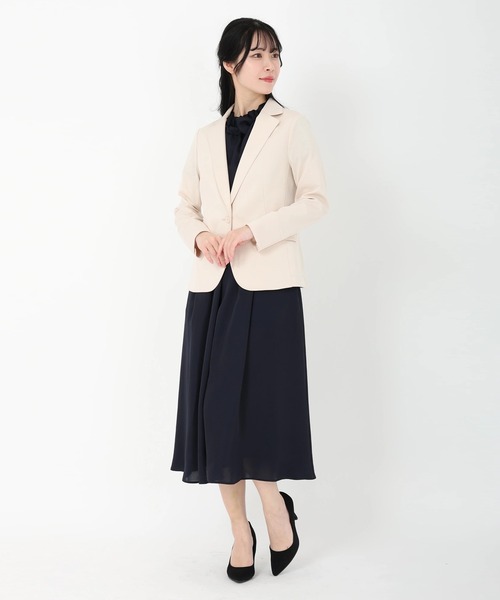 STRAWBERRY-FIELDS（ストロベリーフィールズ）の「テーラードジャージジャケット　ジャケット（ノーカラージャケット・レディース・ブラック/ネイビー/ベージュ/オフホワイト・2）」の17枚目の写真