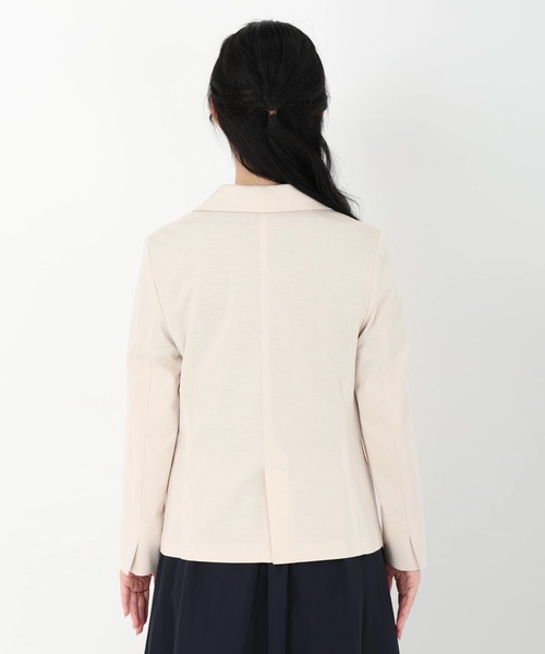 STRAWBERRY-FIELDS（ストロベリーフィールズ）の「テーラードジャージジャケット　ジャケット（ノーカラージャケット・レディース・ブラック/ネイビー/ベージュ/オフホワイト・2）」の12枚目の写真