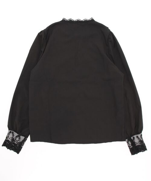 Ritzy(リッツィー)の「レースデザインノーカラーブラウス(シャツ/ブラウス・レディース・ブラック/ホワイト・M/L)」の3枚目の写真