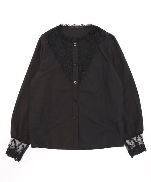 Ritzy(リッツィー)の「レースデザインノーカラーブラウス(シャツ/ブラウス・レディース・ブラック/ホワイト・M/L)」の20枚目の写真