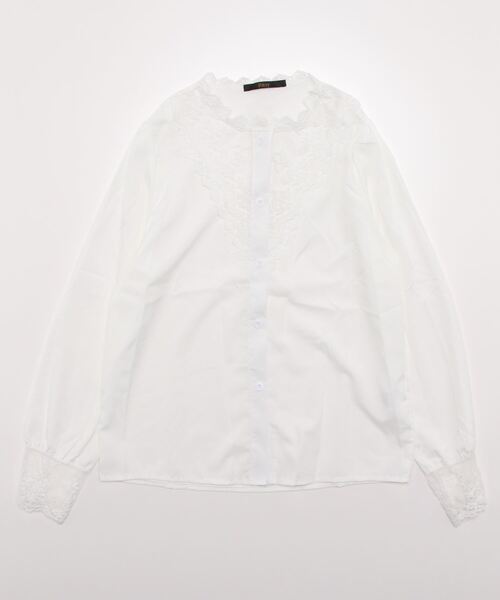Ritzy(リッツィー)の「レースデザインノーカラーブラウス(シャツ/ブラウス・レディース・ブラック/ホワイト・M/L)」の21枚目の写真