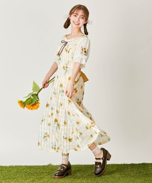 xes femmepoetique ヒマワリレーストップス&ロングワンピース axes femme POETIQUE（アクシーズファムポエティック）の