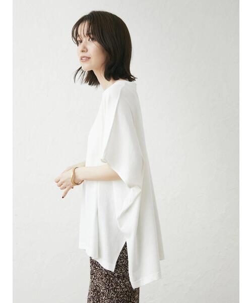 Green　Parks（グリーンパークス）の「オーバーサイズポンチョチュニック（Tシャツ/カットソー・レディース・イエロー/ブラック/ブルー/オフホワイト・FREE）」の5枚目の写真