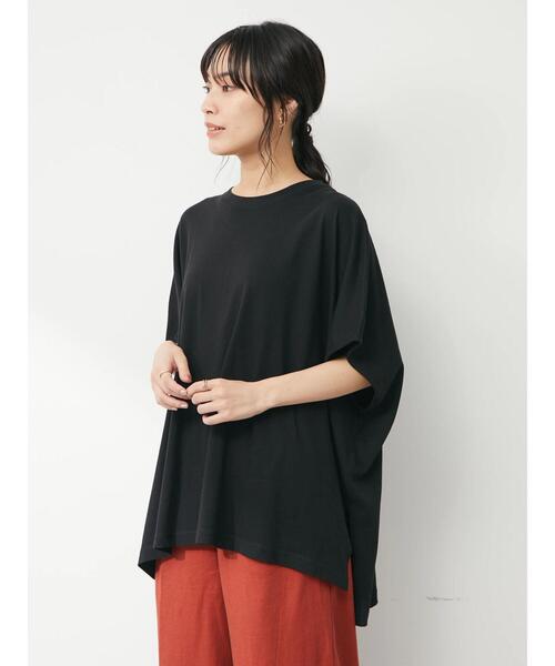 Green　Parks（グリーンパークス）の「オーバーサイズポンチョチュニック（Tシャツ/カットソー・レディース・イエロー/ブラック/ブルー/オフホワイト・FREE）」の6枚目の写真