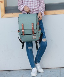 florist | 【A4収納可】【ユニセックス】配色レザーのフラップデザインスクエアリュック/バックパック(バックパック/リュック)