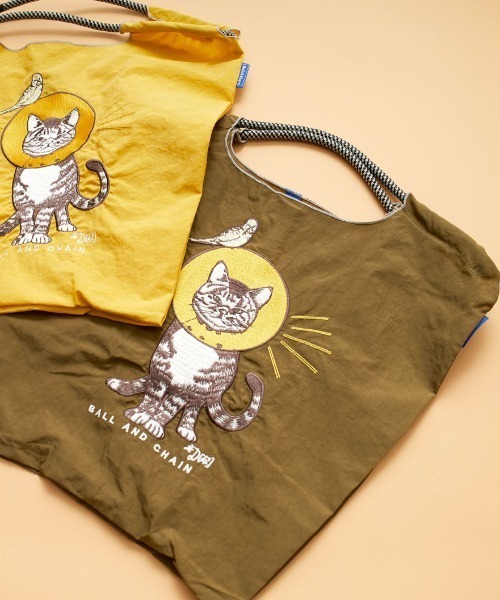 Ball&Chain（ボールアンドチェーン）の「[BALL&CHAIN/ボールアンドチェーン] D.CAT 刺繍デザインナイロントートバッグ（トートバッグ・レディース・カーキ・ONE SIZE）」の11枚目の写真