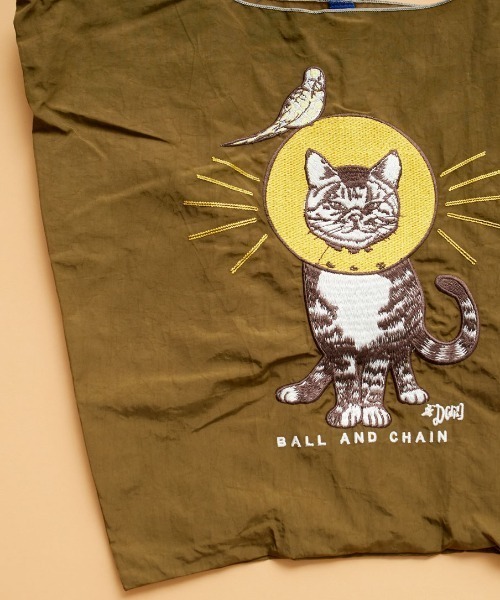 Ball&Chain（ボールアンドチェーン）の「[BALL&CHAIN/ボールアンドチェーン] D.CAT 刺繍デザインナイロントートバッグ（トートバッグ・レディース・カーキ・ONE SIZE）」の8枚目の写真