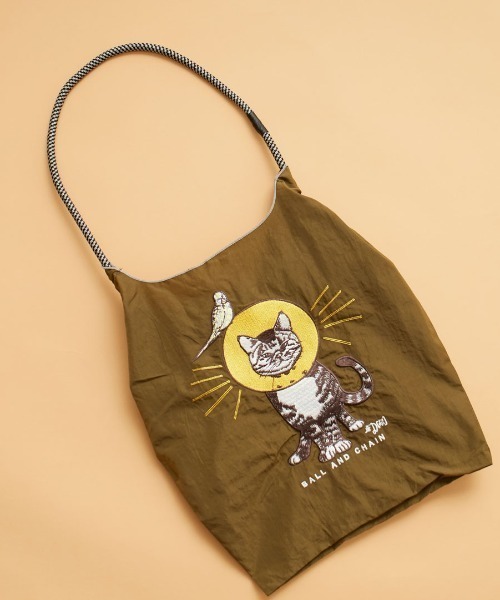 Ball&Chain（ボールアンドチェーン）の「[BALL&CHAIN/ボールアンドチェーン] D.CAT 刺繍デザインナイロントートバッグ（トートバッグ・レディース・カーキ・ONE SIZE）」の9枚目の写真